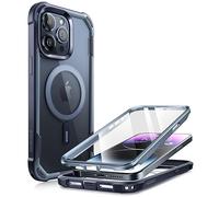 i-Blason Ares Mag for iPhone 15 Pro Max Case with Screen Protector, [Compatible with MagSafe] Clear Slim Full-Body Shockproof Rugged Bumper Case(Navy)