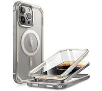 i-Blason Ares Mag for iPhone 15 Pro Max Case with Screen Protector, [Compatible with MagSafe] Clear Slim Full-Body Shockproof Rugged Bumper Case (Gray)