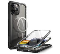 i-Blason Ares Mag Series Case for iPhone 14 Pro (6.1 Inch) 2022, Bumper Case Transparent Mobile Phone Case with Built-in Tempered Glass Screen Protector Compatible with MagSafe (Black)