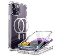 i-Blason Ares Mag Series Case for iPhone 14 Pro Max (6.7 Inches) 2022, Bumper Case Transparent Mobile Phone Case with Integrated Tempered Glass Screen Protector Compatible with MagSafe (Clear)