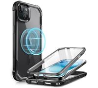 i-Blason AresMag for iPhone 15 Plus Case [6.7 inch], [MagSafe Compatible] Full-Body Dual Layer Anti-Slip Shockproof Rugged Clear Bumper Case with Built-in Screen Protector(Black)