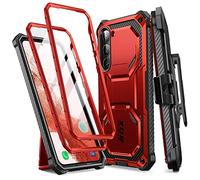 i-Blason Armorbox Case for Samsung Galaxy S23 5G (2023 Release), [Extra Front Frame] Full-Body Rugged Kickstand Holster Protective Bumper Case with Built-in Screen Protector (Ruddy)