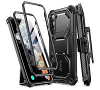 i-Blason Armorbox Case for Samsung Galaxy S23 5G (2023 Release), [Extra Front Frame] Full-Body Rugged Kickstand Holster Protective Bumper Case with Built-in Screen Protector (Black)