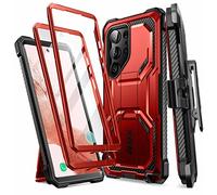 i-Blason Armorbox Case for Samsung Galaxy S23 Ultra 5G (2023 Release), [Extra Front Frame] Full-Body Rugged Kickstand Holster Protective Bumper Case with Built-in Screen Protector (Ruddy)