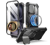 i-Blason Armorbox for iPhone 16 Case with Camera Cover Stand [MagSafe Compatible] [Military Protection] Full-Body Rugged Protective Phone Case with Built-in Screen Protector & Kickstand (Black)