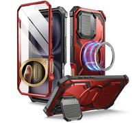 i-Blason Armorbox for iPhone 16 Plus Case with Camera Cover Stand [MagSafe Compatible] [Military Protection] Full-Body Rugged Protective Phone Case with Built-in Screen Protector & Kickstand (Ruddy)