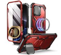 i-Blason Armorbox for iPhone 16 Pro Max Case with Camera Cover Stand [Compatible with MagSafe] [Military Protection] Full-Body Rugged Protective Case with Built-in Screen Protector & Kickstand (Ruddy)