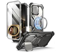 i-Blason Armorbox for iPhone 16 Pro Max Case with Camera Cover Stand [Compatible with MagSafe] [Military Protection] Full-Body Rugged Protective Case with Built-in Screen Protector & Kickstand, TiGray