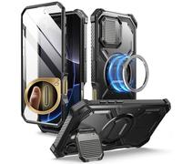 i-Blason Armorbox for iPhone 16 Pro Max Case with Camera Cover Stand [Compatible with MagSafe] [Military Protection] Full-Body Rugged Protective Case with Built-in Screen Protector & Kickstand (Black)