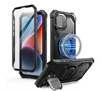 i-Blason Armorbox for iPhone 16e Case (2025 Release) [Built-in Screen Protector] 360 Full Protection Shockproof Rugged Belt Clip & Stand Hard Shell Phone Case for iPhone 16e, Black (Black)
