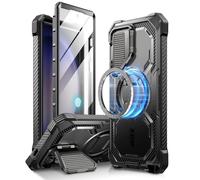 i-Blason Armorbox for Samsung Galaxy S24 Ultra Case MagSafe with Camera Cover Stand [Support Wireless Charger] 360 Full-Body Case with Screen Protector & Kickstand Phone Case for S24 Ultra, Black