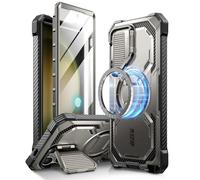 i-Blason Armorbox for Samsung Galaxy S24 Ultra Case MagSafe with Camera Cover Stand [Support Wireless Charger] 360 Full-Body Case with Screen Protector & Kickstand Phone Case for S24 Ultra, Gray