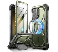 i-Blason Armorbox for Samsung Galaxy S24 Ultra Case MagSafe with Camera Cover Stand [Support Wireless Charger] 360 Full-Body Case with Screen Protector & Kickstand Phone Case for S24 Ultra, Green