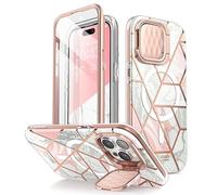 i-Blason Cosmo for iPhone 15 Pro Case with Camera Cover Stand [Compatible with MagSafe][Built-in Screen Protector] 360 Full-Body Protective Magnetic Phone Case for iPhone 15 Pro (2023), Marble