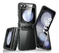 i-Blason Cosmo for Samsung Galaxy Z Flip 6 Case [Built-in Front Screen Protector] [Hinge Protection] [Support Wireless Charging] Slim Clear Protective Phone Case for Z Flip 6/ Z Flip 5 (FrostBlack)