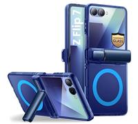 i-Blason Cosmo for Samsung Galaxy Z Flip 7 Case [Built-in Front Screen Protector] [Hinge Protection] [Support Wireless Charging] Slim Clear Protective Phone Case for Z Flip 7 (FrostBlue)