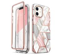 i-Blason Cosmo Series Slim Full-Body Stylish Protective Case for iPhone 12 Mini (2020), Marble Pink