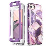 i-Blason Cosmo Series Stylish Protective Bumper Case for iPhone SE (2020)/7/8, Marble Purple