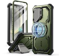 i-Blason for Samsung Galaxy S25 Plus Case with Camera Cover Stand [MagSafe Compatible] [Built-in Screen Protector] Full-Body Military-Grade Protection Rugged Magnetic Phone Case for S25 Plus (Guldan)
