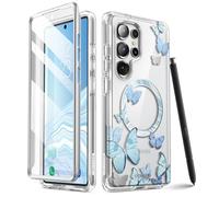 i-Blason Cosmo for Samsung Galaxy S25 Ultra Case MagSafe with Built-in Screen Protector [Support Fingerprint ID & Wireless Charger] Full-Body Slim Style Magnetic Phone Case for S25 Ultra (BlueFly)