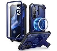 i-Blason for Samsung Galaxy S26 Case MagSafe with Adjustable Metal Kickstand, Built-in Screen Protector, Full-Body Heavy-Duty Phone Case for Samsung S26 6.3 inch, Armorbox Series (Cobalt)
