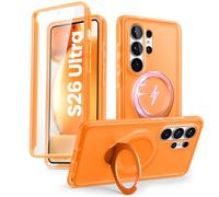 i-BLASON for Samsung Galaxy S26 Ultra Case with Magnetic Stand, Built-in Screen Protector [Compatible with MagSafe] Anti-Yellowing Full-Body Slim Ring Holder Shockproof Phone Case (Coral)
