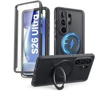 i-Blason for Samsung Galaxy S26 Ultra Case with Stand, [Built-in Screen Protector] [Compatible with MagSafe] Anti-Yellowing Full-Body Slim Ring Holder Shockproof Magnetic Phone Case (FrostBlack)