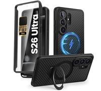 i-Blason for Samsung Galaxy S26 Ultra Case with Stand, [Built-in Screen Protector] [Compatible with MagSafe] Anti-Yellowing Full-Body Slim Ring Holder Shockproof Magnetic Phone Case (Aramid)