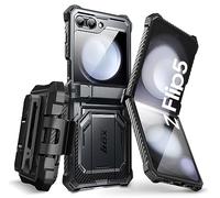 i-Blason for Samsung Galaxy Z Flip 5 Case with Stand, [Built-in Screen Protector] [Hinge Protection], Full-Body Protection with Belt Clip Magnetic Phone Case for Galaxy Z Flip 5 (2023), Black