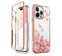 i-Blason Glitter Case for iPhone 14 Pro Max (6.7 Inch) 360 Degree Bumper Protective Cover [Cosmo] with Screen Protector 2022 Edition (Pinkfly)