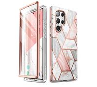 i-Blason Glitter Case for Samsung Galaxy S22 Ultra (6.8 Inch) 5G Mobile Phone Case Bumper Case 360 Degree Protective Case Glossy Cover [Cosmo] with Integrated Screen Protector 2022 Edition (Marble)