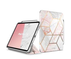 i-Blason iPad Pro 13 Inch Case 2024 With Pencil Holder, Slim Trifold Stand, Auto Sleep/Wake, Soft TPU Protective Cover for M4, Cosmo Series, Marble