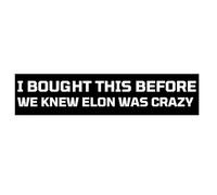 I BOUGHT THIS BEFORE ELON WENT CRAZY - Anti Elon Musk Car Sticker, Funny Elon Regret Bumper Stickers, Vinyl Decal
