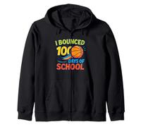 I Bounced 100 Days of School Basketball Kids Celebration Zip Hoodie