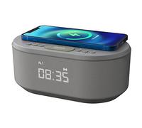 i-box Alarm Clocks Bedside, Alarm Clock with Wireless Charging, Bluetooth Speaker, Radio Alarm Clock, Fast Qi Wireless Charger, Mains Powered, FM Radio, USB Charging Port, Dimmable, Non Ticking