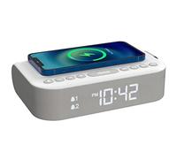 Bedside Dual Alarm Clock QI Wireless Charging FM Radio USB Charging Port