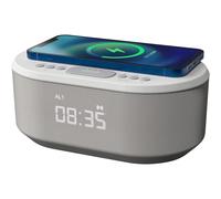 i-box Alarm Clocks Bedside, Alarm Clock with Wireless Charging, Bluetooth Speaker, Radio Alarm Clock, Fast Qi Wireless Charger, Mains Powered, FM Radio, USB Charging Port, Dimmable, Non Ticking