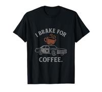 I Brake for Coffee Patrol Squad Car Vintage Design T-Shirt