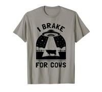 I Brake for Cows UFO Alien Abduction Funny T-Shirt