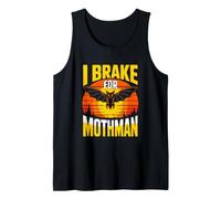 I Brake for Mothman Retro Sunset Cryptid Lover Tank Top