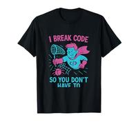 I Break Code Superhero Coder Bug Buster Graphic T-Shirt