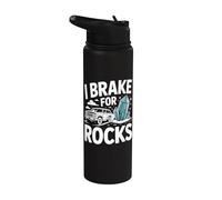 I Break for Rocks Rockhounding Crystal Collector Stainless Steel Insulated Water Bottle