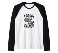 I Bring Chaos Raccoon Funny Mischief Humor Raglan Baseball Tee