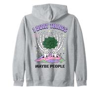 I Bury Things Maybe Plants Maybe People Pastel Skeleton Zip Hoodie