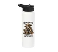 I Bury Things Maybe Plants Maybe People Raccoon Stainless Steel Insulated Water Bottle