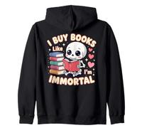 I Buy Books Like I’m Immortal Kawaii Style Skeleton Book Zip Hoodie