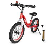 I BUY IT 14 16 inch Kids Bike for Boys & Girls, Adjustable Kids Road Bike with Brake and Kickstand, No Padel Toddler Training Bicycle with Rubber Air Tyres, Footrest (Red, 14 inch)