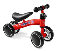 I BUY IT Baby Balance Bike for 1 Year Old, 4 Wheels Lightweight Toddler Bike Indoor Outdoor Baby Ride On Toys No Pedal Bike for 1-2 Year Old Boys and Girls - Red