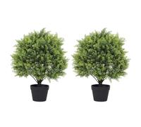 I.C.ELAINE 24" Topiary Trees Artificial Outdoor Set of 2, UV Resistant Cedar Fake Potted Plants, 2ft Tall Faux Bushes and Shrubs for Front Porch Patio Planter Outside Decor