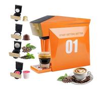 i Cafilas 4-in-1 Espresso Machine Compatible with NES, DG, Ground & K-Cup | 19Bar Single serve espresso maker with 20s preheat, 27oz tank & touch screen. For home、Dorm & office. 4 pod adapters.Orange